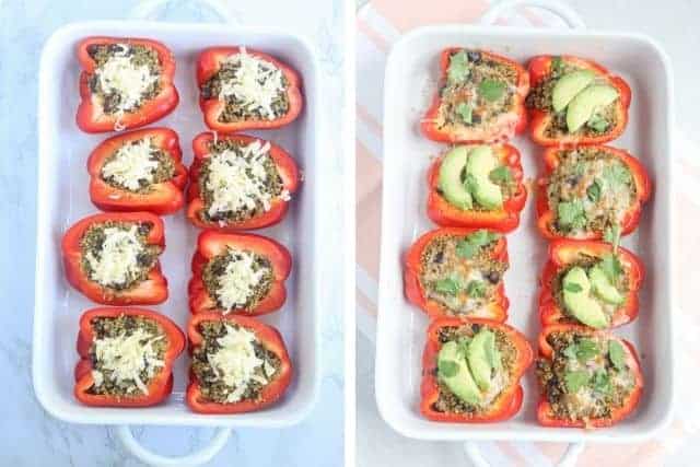 making mexican stuffed peppers with quinoa in two steps.