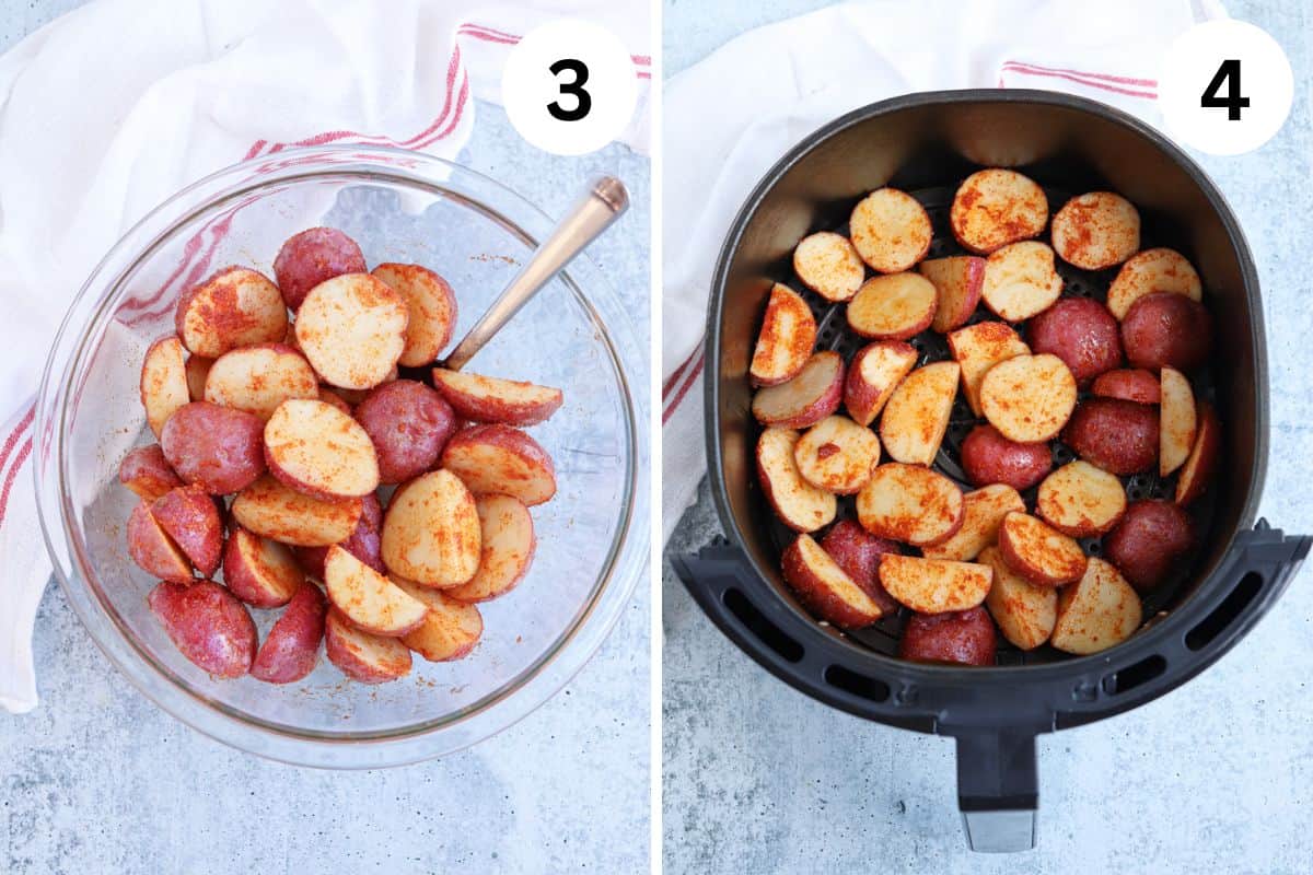 steps for making red potatoes in the air fryer.